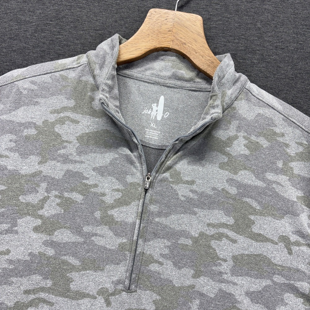 johnnie-O Mens XL Grey Camo Quarter Zip Performance Pullover Golf Gorpcore Work